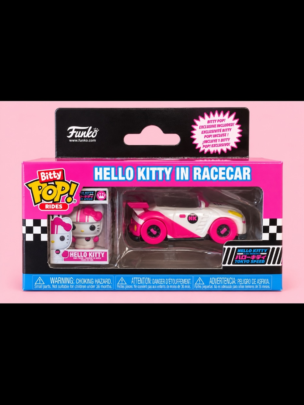 Hello Kitty Bitty Pop Rides Racecar Toy - Pink & White